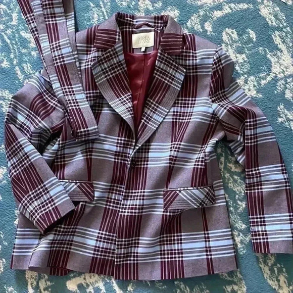 Mirla Beane Wolf & Badger British Oversize belted check jacket 14 NWOT - Picture 8 of 8